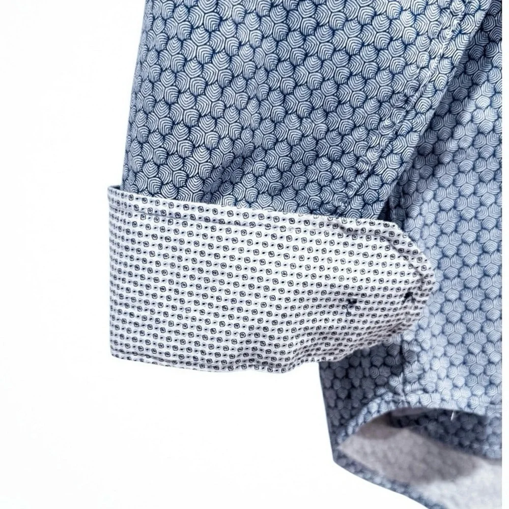 Report Collection Modern Fit Geo Print Button Front Shirt - Picture 4 of 8